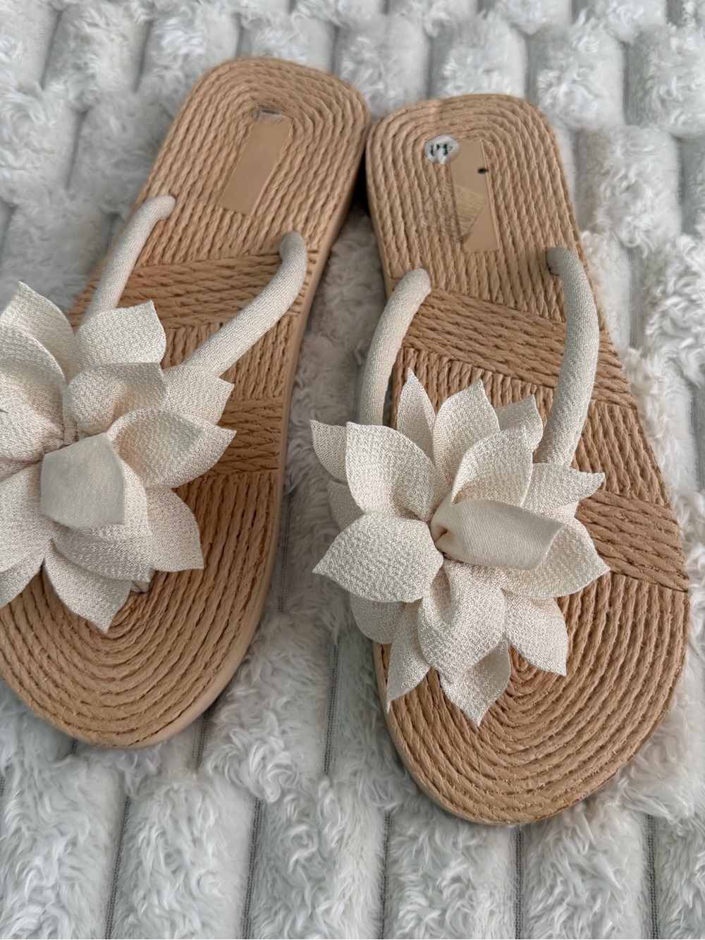 & Other Stories Cream Floral Rope Slide Sandals